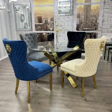 Capri Dining Table Set with Gold Leg Chairs