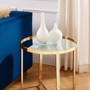 Nora Mirrored Top Side Table with Gold Chrome Legs