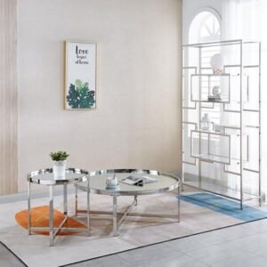 Nora Mirrored Top Coffee Table with Silver Chrome Legs