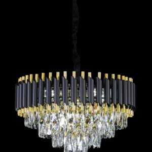 Black & Gold Tiered Crystal Chandelier