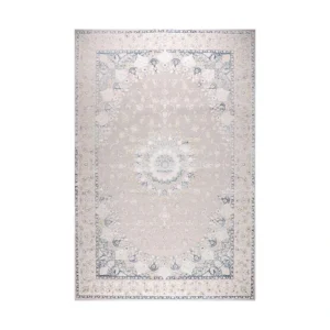 Sapphire Ice Blue Medallion Classic Persian Rug