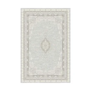 Sapphire Mist Medallion Soft Grey Beige Area Rug
