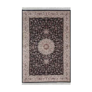 MINYATUR Floral Field Navy & White Persian Rug