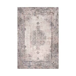 Lorenz Stonewash Traditional Medallion Cream Rug