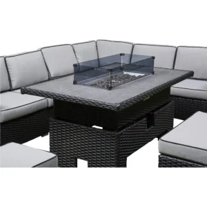 Black Corner Rising Firepit Dining Set (BW-06-Black)