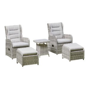 5-Piece Reclining Rattan Lounge Set (BW-13-Grey)