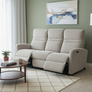 Brampton 3 Seater – Electric Recliner Sofa in Cotton Linen (Light Grey) (HY1511 )