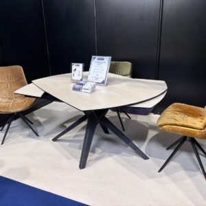 Malmo Ceramic Dining Table with 6 Swivel Chairs